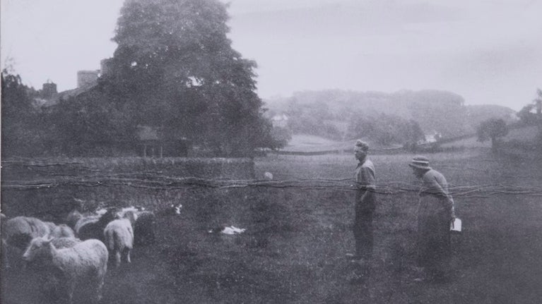 Untitled photograph of Beatrix Potter and her sheep 1940